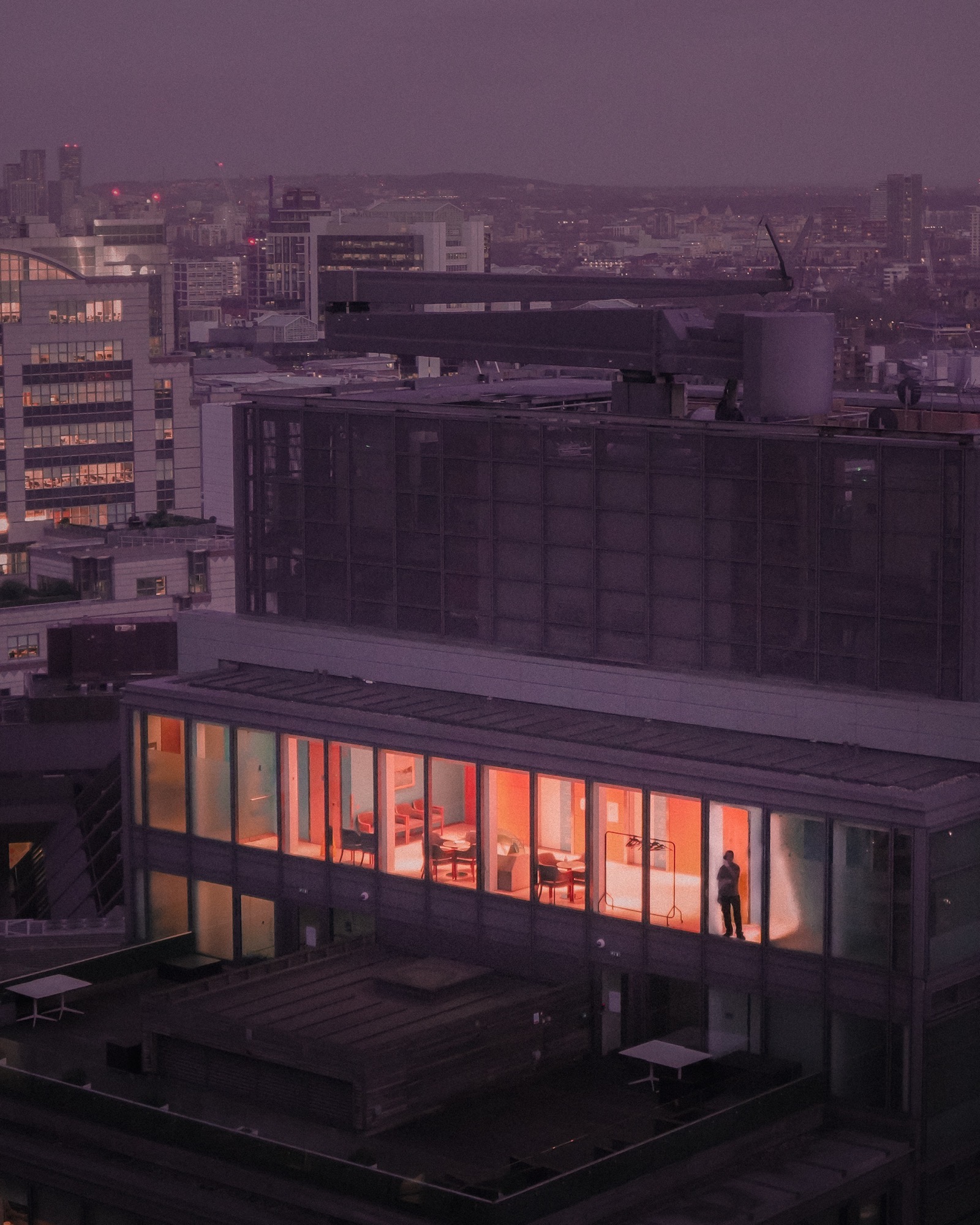 Cityscape photography - rooftop penthouse at dusk