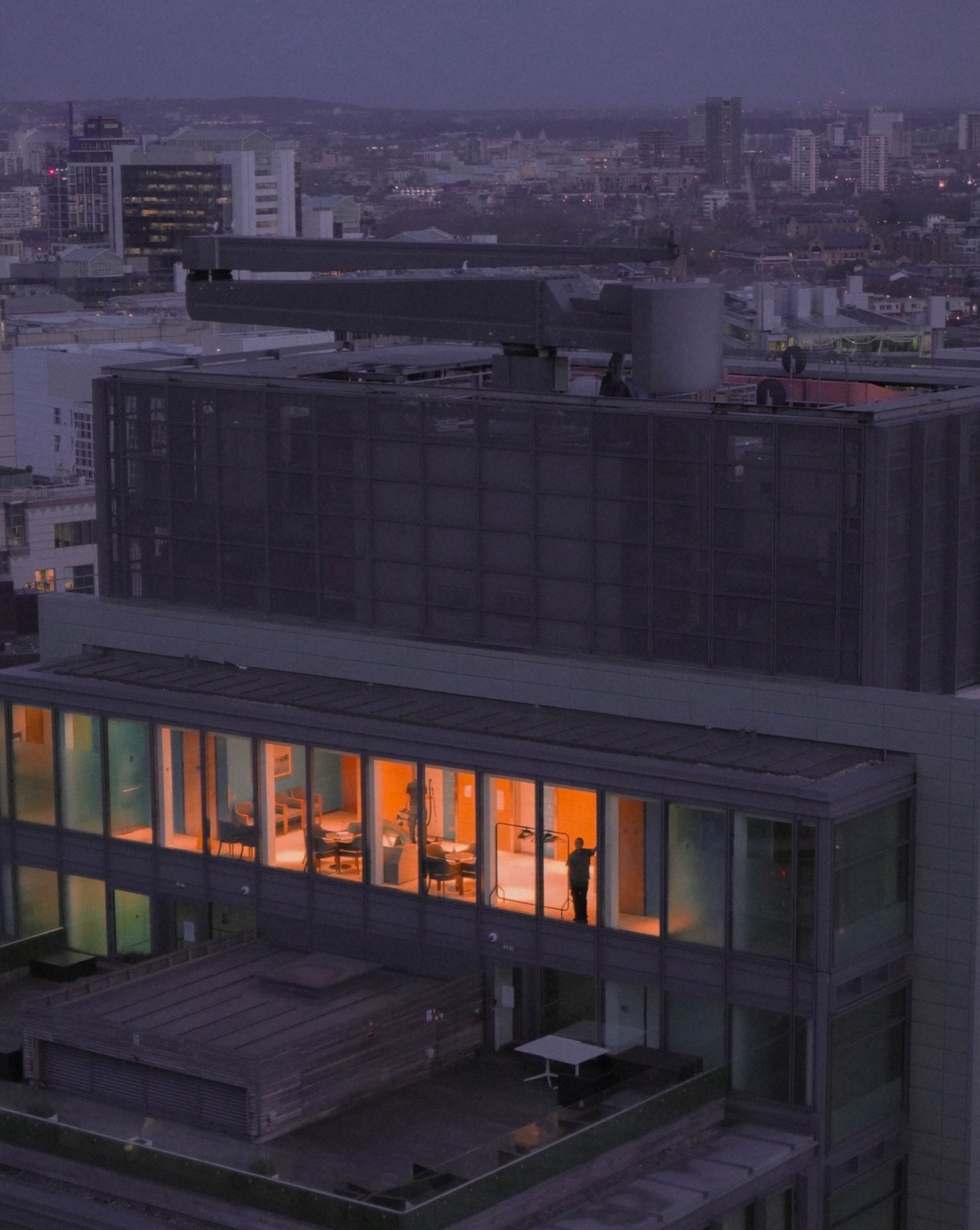Cityscape photography - rooftop penthouse at twilight