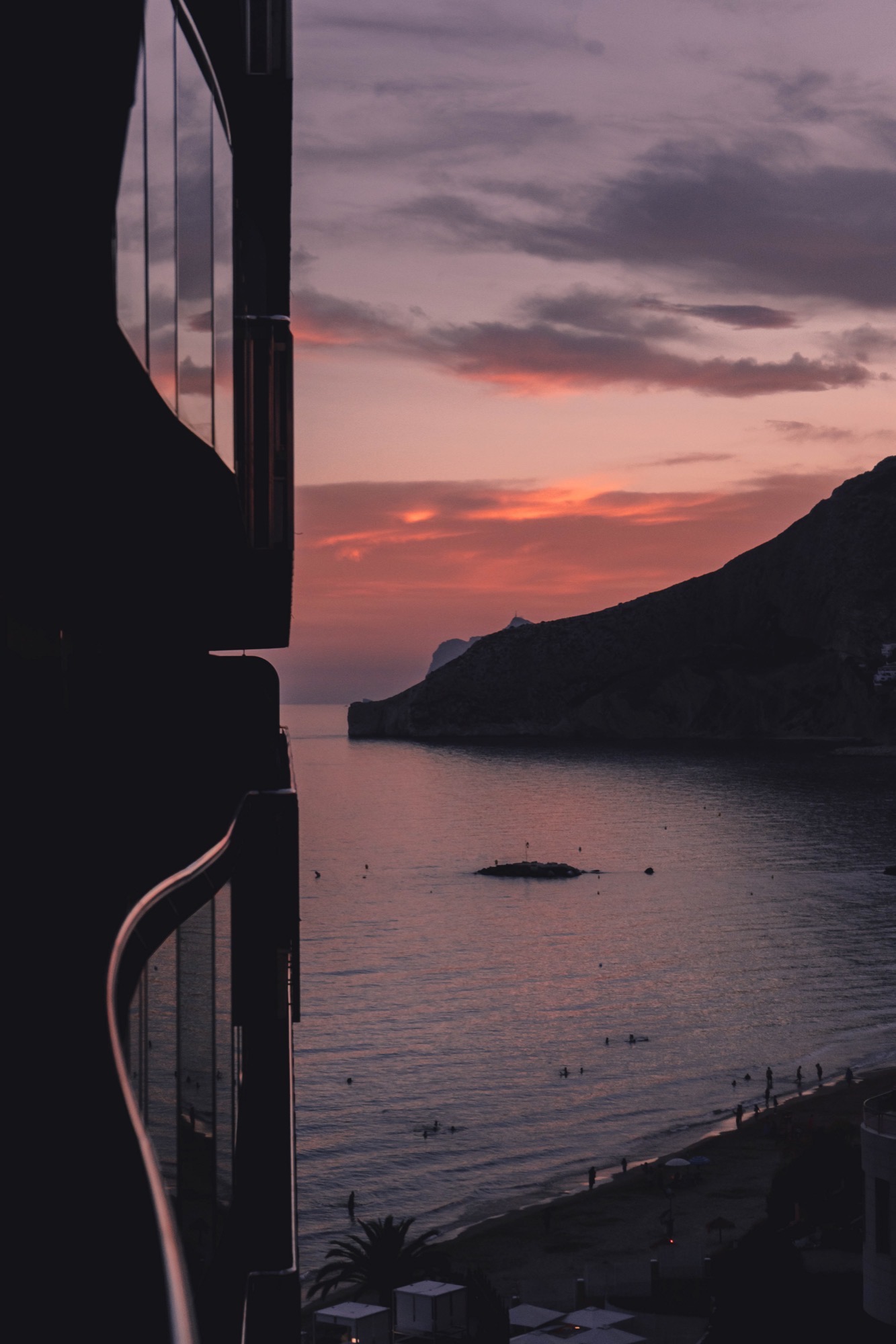 Landscape photography - coastal sunset from balcony