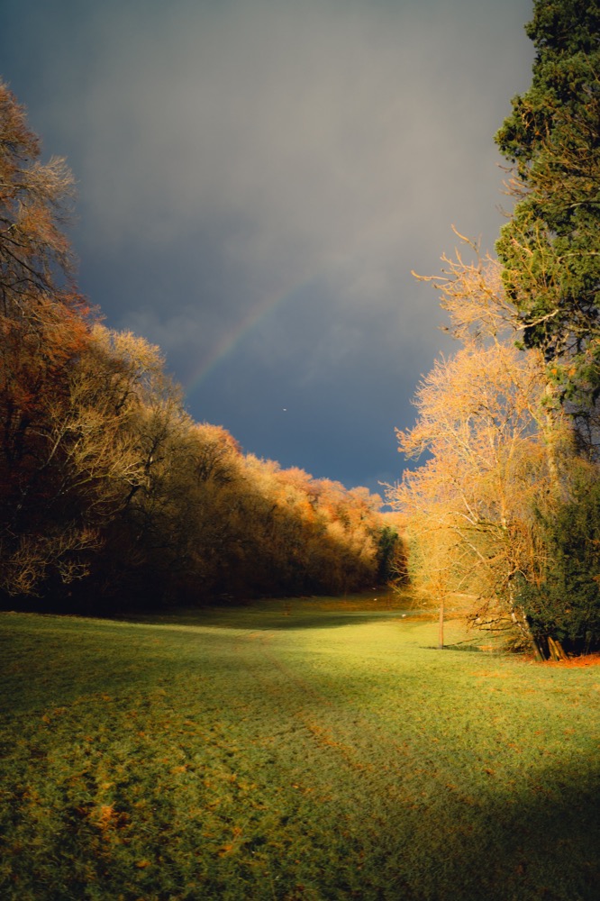 Landscape photography - autumn park rainbow