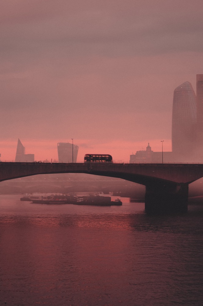 Cityscape photography - London bridge pink