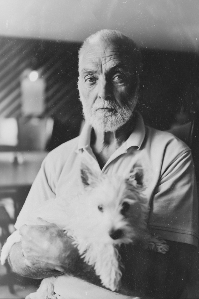 Portrait photography - elderly man with dog